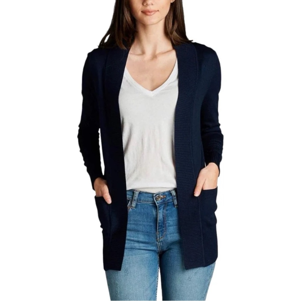 Active USA open long sleeve blue knit cardigan size Medium